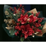 Ilex and Red Amaryllis Bouquet